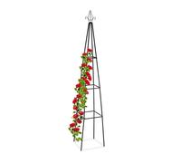 Relaxdays Trellis pyramide, 204 m de hauteur, Support pour plantes grimpantes, en métal, stable, tour pour rosier, noir