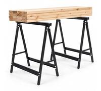 Relaxdays, tréteau, pliable, en acier, en lot de 2, noir | pour atelier, chevalet de sciage, H x l x P : 80 x 37 x 78 cm