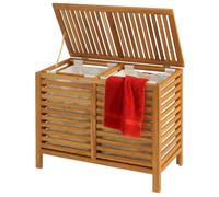 Relaxdays - Trieur à linge 2 compartiments, 150 L, sacs amovibles, dimensions H x L x P 67,5 x 89 x 46,5 cm, bois de noy