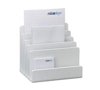 Relaxdays Trieur Documents Bambou, Porte-Lettres, Système Rangement 5 Casiers, Organiseur Bureau 23x24,5x20,5cm, Blanc