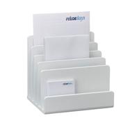 Relaxdays Trieur Documents Bambou, Porte-Lettres, Système Rangement 5 Casiers, Organiseur Bureau 23x24,5x20,5cm, Blanc