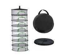 Relaxdays Trockennetz Pliable, Filet de séchage 8 Niveaux pour Herbes, Fruits, légumes, séchoir à Suspendre, Vert/Noir