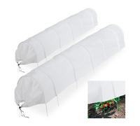 Relaxdays 2 Tunnels de Croissance Pliables, avec arceaux, Longueur 3,4 m, Tissu Non tissé, pour Le Jardin, Blanc