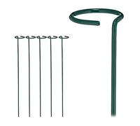 Relaxdays Tuteur à tomates en Lot de 6, métal (Acier), Anneau, Longueur : 60 cm, pour Le Jardin, Vert foncé