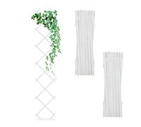 Relaxdays Tuteur à tomates, en lot Pratique de 3, Extensible, Bois de Sapin, pour Le Mur, 180 x 30 cm, Blanc
