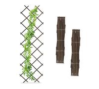 Relaxdays Tuteur à tomates, en lot Pratique de 3, Extensible, Bois de Sapin, pour Le Mur, 180 x 60 cm, Marron