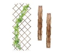Relaxdays Tuteur à tomates, en lot Pratique de 3, Extensible, Bois de Sapin, pour Le Mur, 180 x 90 cm, flambé