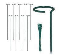 Relaxdays Tuteur à tomates, Lot de 10, métallique, Design Pratique, 80 cm, pour Le Jardin, Vert foncé