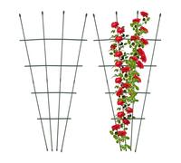 Relaxdays Tuteur à tomates, lot Pratique de 2, H x L : env. 122 x 59 cm, Acier et Plastique, Vert