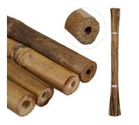 Relaxdays Tuteur pour plante en bambou, Lot de 40, 105 cm, Aide à la croissance des plantes, Déco, Tiges bambou, naturel