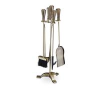 Relaxdays Serviteur de cheminé 5 pièce dorés