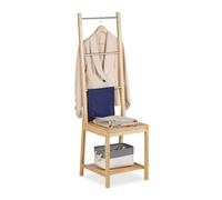 Relaxdays Valet de chambre en acier inox et bambou