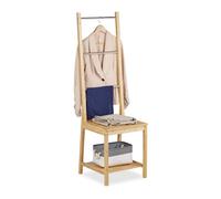 Relaxdays Valet de chambre en acier inox et bambou