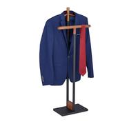 Relaxdays Valet de chambre, pour vestes et pantalons, acier et bois, non fixe, HxLxP : 112 x 47 x 20 cm, noir et marron