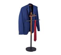 Relaxdays Valet de chambre, pour vestes et pantalons, en MDF et acier, H x L x P : 116 x 47 x 28 cm, noir et marron