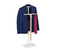 Relaxdays Valet de Chambre, pour Vestes et Pantalons, MDF et Acier, H x L x P : 106,5 x 47 x 20 cm, Blanc et Nature