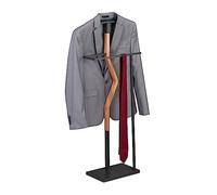 Relaxdays Valet de Chambre, Vestes et Pantalons, HxLxP : env. 107x48x20 cm, métal, MDF, chevalet à vêtement, Gris/Nature
