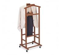 Relaxdays Valet sur roulettes en Bambou Premium, Porte-vêtements Chambre, H 107 x L 47 x P 37 cm, Brun