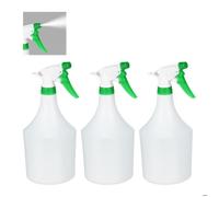 Relaxdays Vaporisateur plantes, lot de 3, buse réglable, 1 L, graduation, plastique, blanc/vert