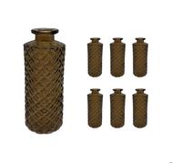 Relaxdays Vases set de 6 motif losange vintage verre 13 x 5 cm mini-vases déco marron
