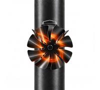 Relaxdays ventilateur cheminée, 8 pales, sans électricité, à aimants, noir | Aluminium, ventilateur de four, avec thermomètre