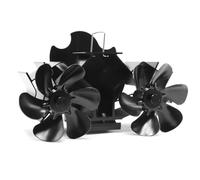 Relaxdays Ventilateur cheminée double, noir | alimenté par la chaleur, 12 pales, conduit de poêle, 15 x 23,5 x 15 cm