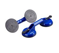 Relaxdays ventouse double lot de 2, transport de vitres, carreaux & plaques, capacité de charge 80 kg, Ø 12 cm, bleu