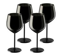 Relaxdays Verre à vin en Acier Inoxydable, Lot de 4, Robuste, Garde la Boisson au Frais, 400 ML, à emporter, Noir