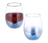 Relaxdays Verre à vin en Lot de 2, sans Pied, Volume pour Chaque : 500 ML, Lavable au Lave-Vaisselle, Bleu
