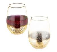 Relaxdays Verre à vin en Lot de 2, sans Pied, Volume pour Chaque : 500 ML, Lavable au Lave-Vaisselle, doré