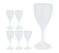 Relaxdays Verre à vin en Plastique, Lot de 6, Plastique Robuste, sans BPA, 250 ML, réutilisable, Camping, Blanc