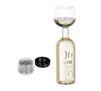 Relaxdays Verre Bouteille de vin, 750 ML, avec Perles de Nettoyage, Original, Amusant, Transparent et argenté