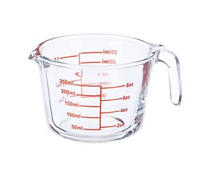 Relaxdays Verre mesureur, 250 ML, résistant à la Chaleur, pour Micro-Ondes, gradué ML, oz, Cups américaines, Transparent