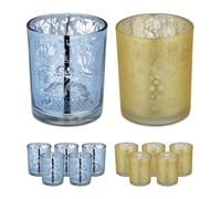 Relaxdays Verres à bougie doré/argenté set de 12