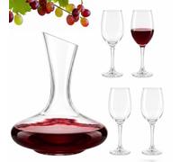 Relaxdays Verres à vin, lot de 4, 360 ml, carafe, 1,8 l, transparent