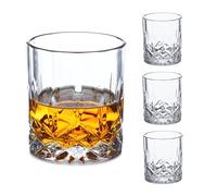 Relaxdays Verres à Whisky, Lot de 4, Structure en Relief, Accessoires Bar et vitrine, Design élégant, Transparents
