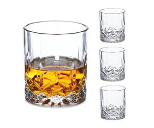 Relaxdays Verres à whisky, lot de 4, structure en relief, accessoires bar et vitrine, design élégant, transparents