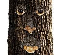 Relaxdays Visage Arbre Décoration Tronc 4 Pièces Motif Esprit De La Forêt Déco De Jardin Multicolore