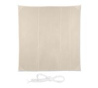 Relaxdays Voile d'ombrage carré – hydrofuge, protection UV, cordes de tension, 5 x 5 m, beige
