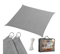 Relaxdays Voile d'ombrage, 2x2 m, HDPE Respirant, carrée, Gris foncé, œillets et Cordes, Jardin Balcon