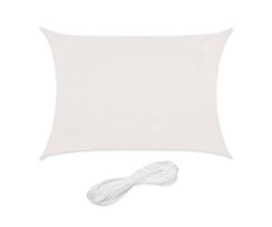 Relaxdays Voile d'ombrage rectangulaire, 2 x 4 m, Toile ombrage, Tissu PE-HD, avec tendeurs, Blanche