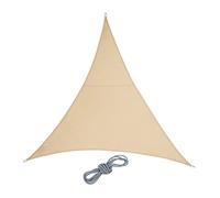Relaxdays Voile d'ombrage Triangle, Tissu PES, imperméable, concave, Toile Soleil avec Cordes, 3 x 3 x 3 m, Sable