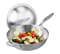 Relaxdays Wok avec couvercle en acier