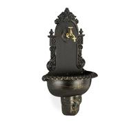 Relaxdays XL fontaine murale style antique avec robinet, lavabo jardin, aluminium, HxLxP 75x44x22 cm, noir