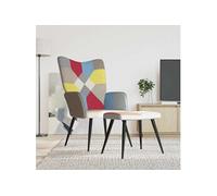 Relaxstoel met voetenbank patchwork tissu