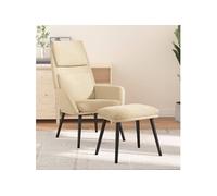 VidaXL Chaise de relaxation avec tabouret crème tissu