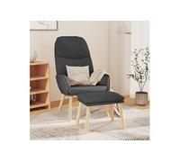 Relaxstoel met voetenbank stof donkergrijs3097343