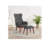 Relaxstoel met voetenbank stof donkergrijs3097724