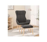 Relaxstoel met voetenbank stof donkergrijs3097883