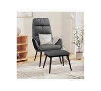 Relaxstoel met voetenbank stof en kunstleer lichtgrijs3097506